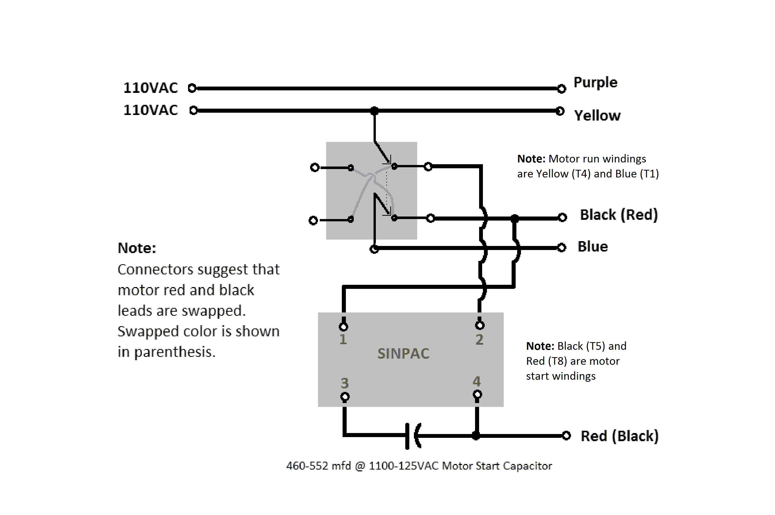Schematic of the external wiring requirements posted on the motor label